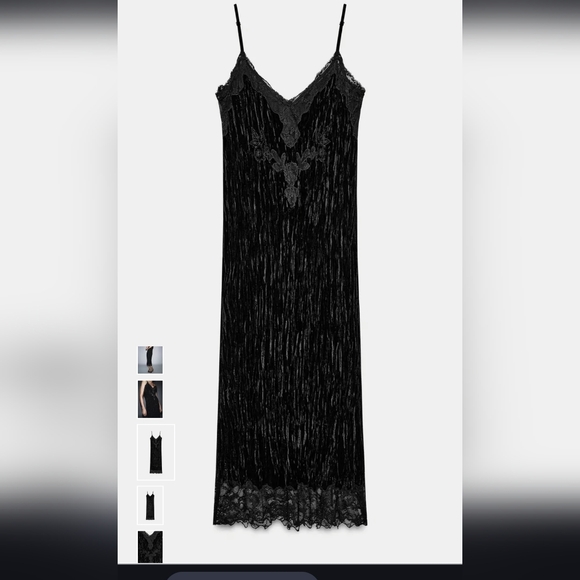 Zara Black Velvet Midi Dress - Picture 6 of 10